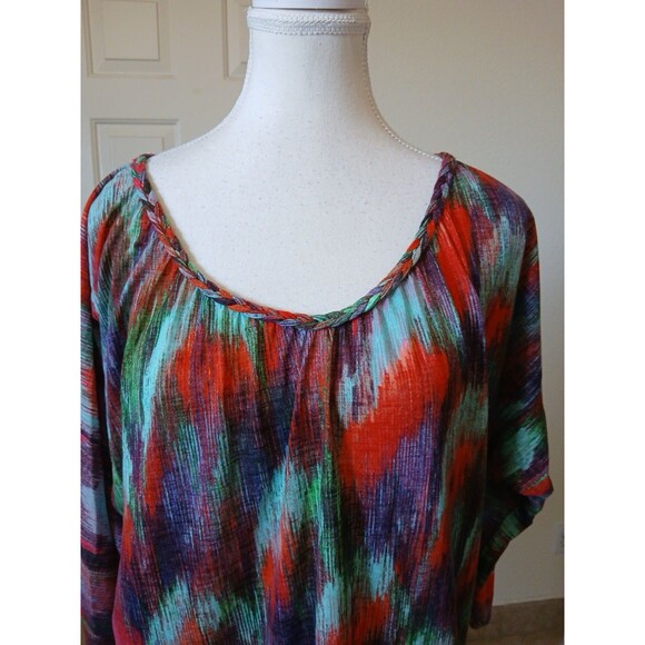 Democracy Top Womens Red Multicolor Dolman Sleeve Size Medium‎ Casual - Picture 7 of 15